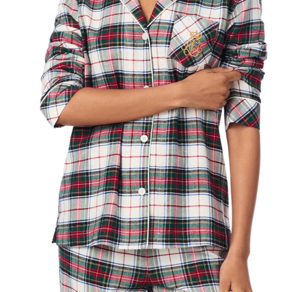 Ralph Lauren Long Sleeve  Plaid Green White Tartan Festive Pyjamas M XL - Picture 2 of 4